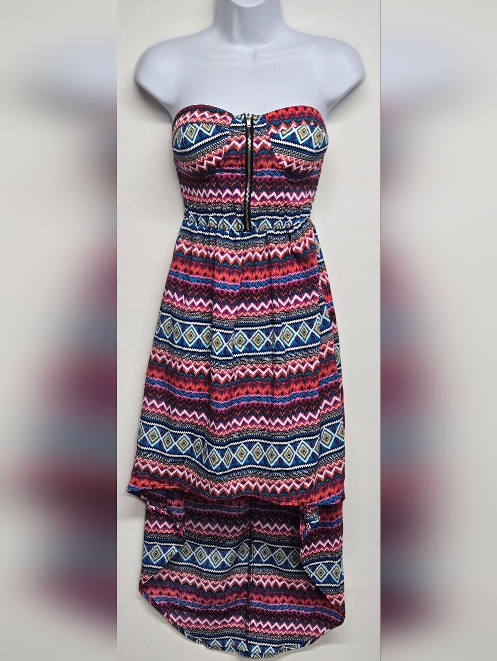 Paper Tee Joyce Leslie S High Low Dress Smocked Southwestern Strapless